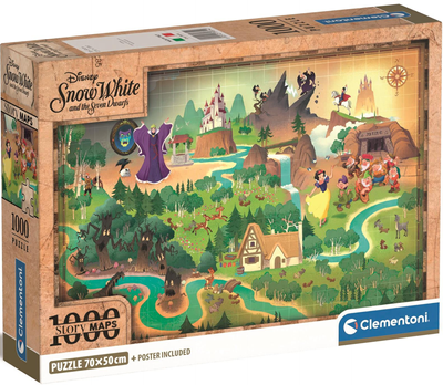 Puzzle Clementoni Story Maps Puzzle Disney Snow White + Poster 1000 elementów (8005125398140)