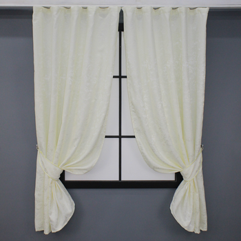 Комплект коротких штор VR-Textil Льон мармур Pavliani № 1172ш 130х170 см 2 шт Кремовий (35-0068)