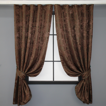 Комплект коротких штор VR-Textil Жакард Sultan YL № 1202ш 130х170 см 2 шт Шоколадний (35-0078)