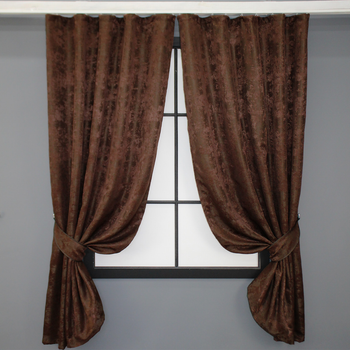 Комплект коротких штор VR-Textil Жакард Sultan YL № 1204ш 130х170 см 2 шт Коричнево-бордовий (35-0077)