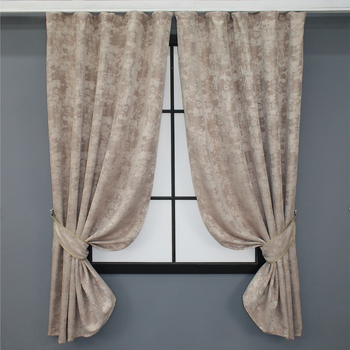 Комплект коротких штор VR-Textil Жакард Sultan YL № 1290ш 130х170 см 2 шт Бежево-пудровий (35-0085)