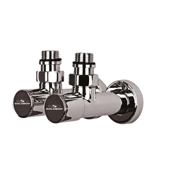 Кран вентильний кутовий із американкою SOLOMON LUX 1/2″ CHROM 7777 (2шт. КОМПЛЕКТ)