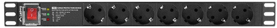 Мережевий фільтр Lanberg Rackowa 19" 1U 16A PDU PRO 7 розеток 2 м Black (PDU-PRO-07F-0200-BK)