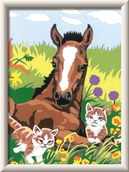 Картина за номерами Ravensburger CreArt Classic Кінь та кошенята 18 x 24 см (4005556235728)