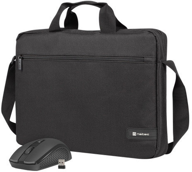 Torba na laptopa Natec Wallaroo 2 15.6" Black + Mysz bezprzewodowa (NTO-2051)