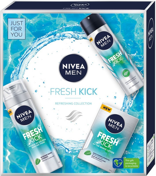 Zestaw dla mężczyzn Nivea Men Fresh Kick Pianka do golenia 200 ml + Antyperspirant w sprayu 150 ml + Woda po goleniu 100 ml (9005800363783)