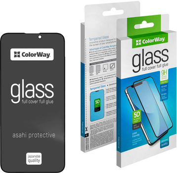 Захисне скло ColorWay Anti-Spy для Apple iPhone 15 Pro Black (CW-GSFGASAI15P-BK)