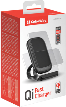 Бездротова зарядка ColorWay Qi Fast Charger 15W Black(CW-CHW31Q-BK)