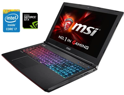 Игровой ноутбук MSI GE62 2QF Apache Pro / 15.6" (1920x1080) IPS / Intel Core i7-5700HQ (4 (8) ядра по 2.7 - 3.5 GHz) / 16 GB DDR3 / 128 GB SSD + 1000 GB HDD / nVidia GeForce GTX 970M, 3 GB GDDR5, 192-bit / WebCam / DVD-ROM / Win 10 Home б/у