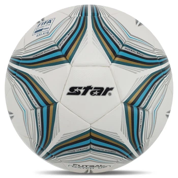 Мяч для футзала №4 Клееный ламин. STAR MATCH UP FIFA Indoor (5 сл., белый-синий) (FB514FTB_белый-синий)