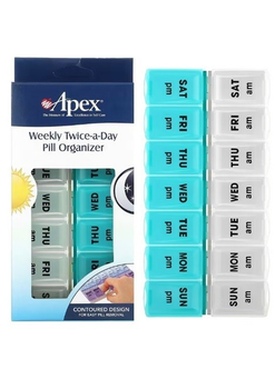 Органайзер для таблеток Apex, контейнер для планування тижневого прийому лікарських засобів двічі на день, 1 шт.