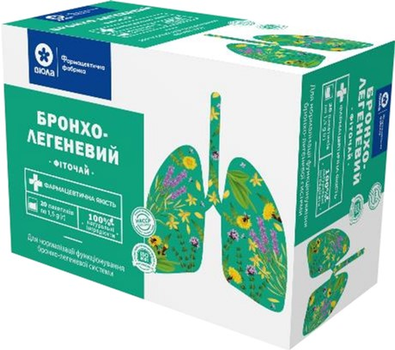 Упаковка фіточаю Віола Бронхо-легеневий 20 пакетиків по 1.5 г x 2 шт (4823119504964)