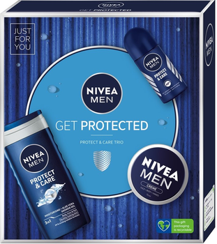 Набір для чоловіків Nivea Men Get Protected Гель для душу 250 мл + Крем для тіла, обличчя та рук 75 мл + Кульковий антиперспірант 50 мл (9005800361635)