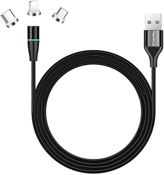 Kabel ColorWay 3 in 1 USB Type-A - Lightning MicroUSB Type-C 1 m Black (CW-CBUU038-BK)