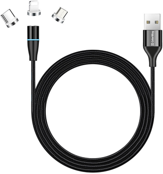 Кабель ColorWay 3 in 1 USB Type-A - Lightning MicroUSB Type-C 1 m Black (CW-CBUU038-BK)