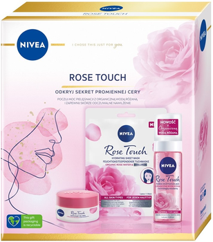 Zestaw dla kobiet Nivea Rose Touch Żel-krem do twarzy 50 ml + Pianka do twarzy 150 ml + Maska w płachcie 1 szt (9005800361611)
