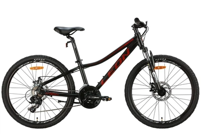 Велосипед алюминий 24" Leon JUNIOR AM DD рама-12" черный с красным (матовый) 2024