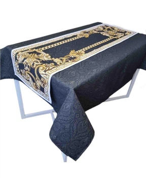 Гобеленовая скатерть на стол 136х136см Baroque Black
