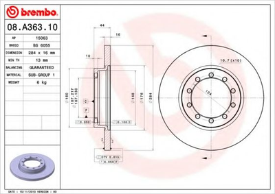 Тормозной диск Brembo (08A36310)