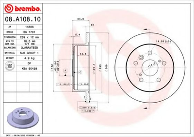 Гальмівний диск Brembo (08A10810)