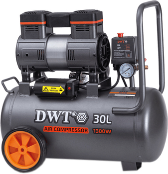 Компрессор воздушный безмаслянный DWT K14-30 OA 1.3 кВт 7 Бар 100 л/мин 30 л