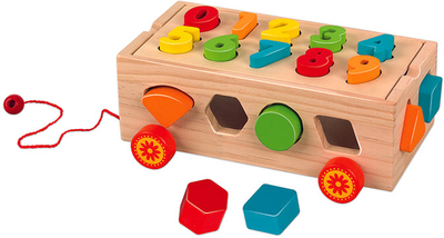 Zabawka na kółkach RS Toys Wooden Tow Wagon With 12 Inserts (8004817111647)