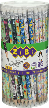 Набір графітових олівців ZiBi Bright HB з гумкою 100 шт (ZB.2316)