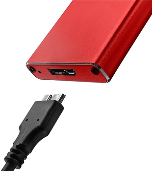 Зовнішня кишеня Qoltec M.2 SSD SATA USB 3.0 2TB Red (5901878518312)