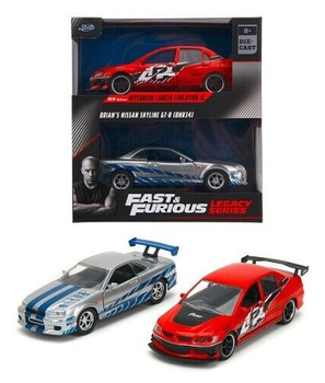 Zestaw metalowych modeli samochodów Jada Toys Fast & Furious Twin Pack Wave 4.2 Mitsubishi Lancer Evolution IX + Brians Nissan Skyline 1:32 (4006333085321)