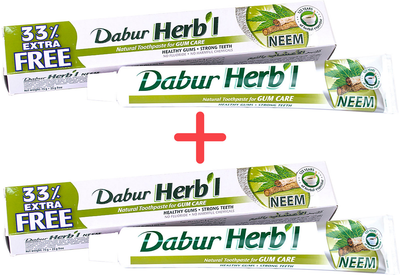 Упаковка зубной пасты Dabur Herb'l Ниим 75 г + 25 г х 2 шт (6291069701784)