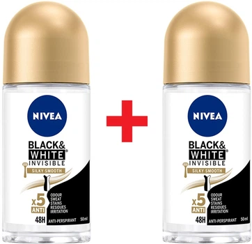 Упаковка антиперспірантів NIVEA Чорне та Біле Невидимий Гладкий шовк 50 мл х 2 шт (4006034232752)