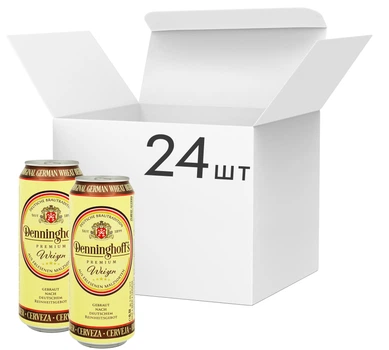 Упаковка пива Denninghoff's Weizen светлое нефильтрованное пшеничное 5.3% 0.5 л x 24 шт (4250501595482)