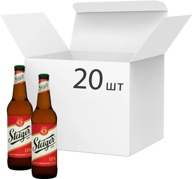 Упаковка пива Steiger світле фільтроване 4.5% 0.5 л x 20 шт (8588000210039)