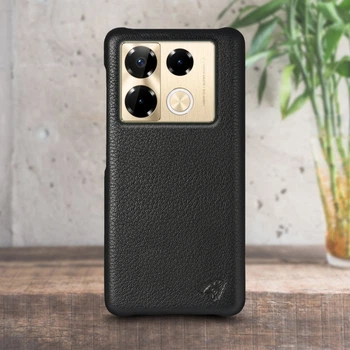 Кожаная накладка Stenk Cover для Infinix Note 40 Pro Plus Чёрная (76903)