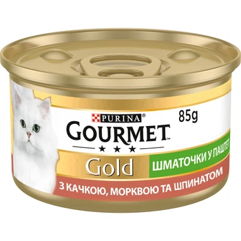 Кусочки Gourmet Gold (Гурмет Голд) в паштете "Террин" с уткой, морковью и шпинатом по-французски для котов, 85 г