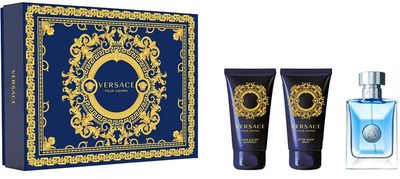 Подарунковий набір для чоловіків Versace Pour Homme Туалетна вода 50 мл + Бальзам після гоління 50 мл + Шампунь 50 мл (8011003885091)