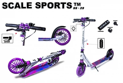 Самокат двухколесный Scale Sports SS-23 Фиолетовый Дисковый тормоз Led-фонарик