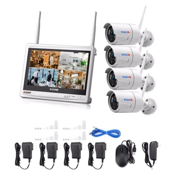 Комплект IP відеоспостереження BESDER 4 камери Wi-Fi 2MP LCD екран 12" wifi