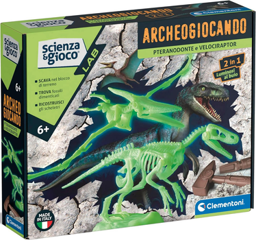Zestaw do eksperymentów naukowych Clementoni Science & Play Archaeogaming Pteranodonte & Velociraptor 2 in 1 (8005125193752)