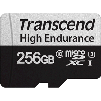 Карта памяти microSD 256Gb Transcend High Endurance class 10 UHS-I U3 + SD адаптер (TS256GUSD350V)