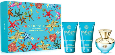 Zestaw prezentowy damski Versace Dylan Turquoise Woda toaletowa 50 ml + Żel pod prysznic 50 ml + Balsam do ciała 50 ml (8011003879212)