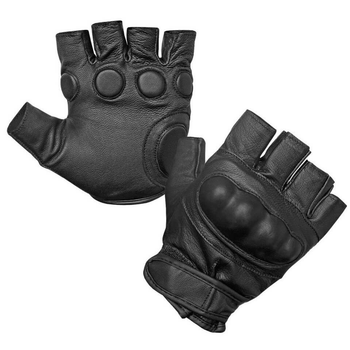 Перчатки тактические кожаные без пальцев с демпфером M Black
