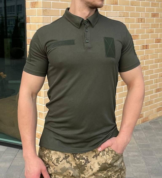 Чоловіча футболка поло олива ЗСУ військові тактичні ЗСУ Coolpass футболки Кулпас мілітарі для військовослужбовців 54