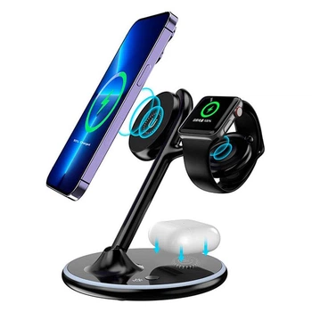 Зарядка беспроводная Qi 3in1 Складная Magnetic Wireless Charger X516 |15W, Phone/AirPods/iWatch | Черный