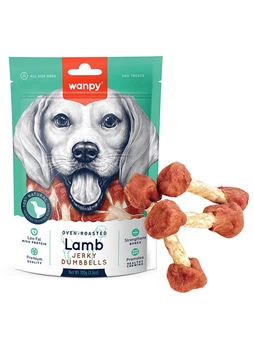 Лакомство Wanpy Lamb Jerky Dumbell для собак Кость-гантель с ягненком 100 г