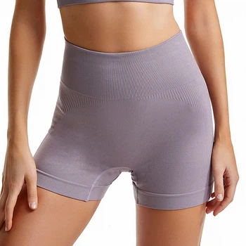 Шорты женские Lesko 1802# M Лиловый бесшовные для фитнеса пуш ап