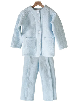 Дитяча адаптивна тепла піжама на липучках блакитна M