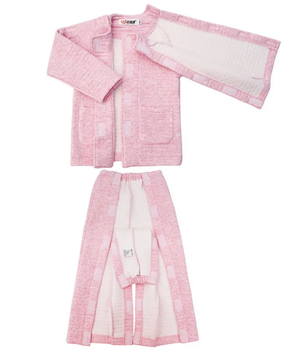 Детская адаптивная теплая пижама на липучках розовая М