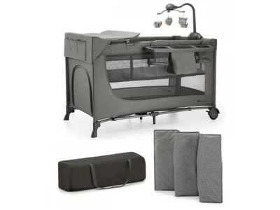 Кровать-манеж с пеленатором Joy 2, Kinderkraft (dark grey), 00-00305257