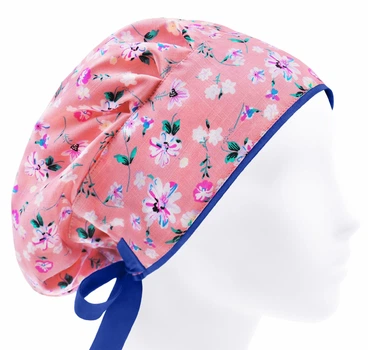 Медицинская шапочка-чепчик женская HeadwearUniverse универсальная принт Цветы на розовом